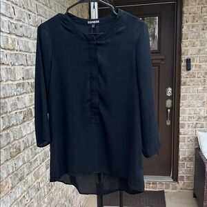 Express Women's Black quarter sleeve Blouse with Half Zipper